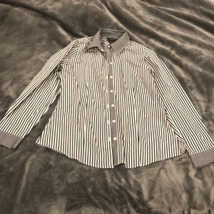 Foxcroft button down stripe blouse